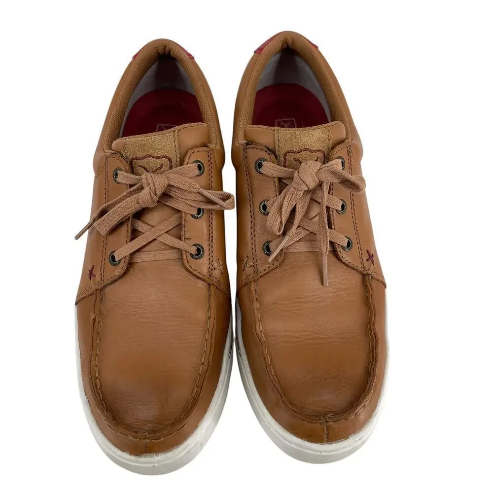 Twisted X Men's Kicks Tan Leather Shoes Size 10.5 Western Rice Husk Nylon Lace